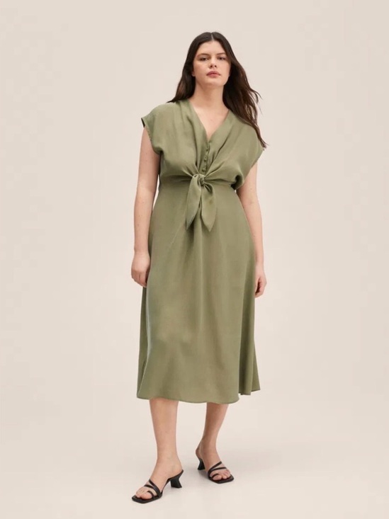 Mango Dresses & Skirts - Mango Marte modal-blend khaki midi dress-Size 10